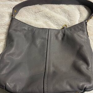 Chic Gray Leather Shoulder Bag